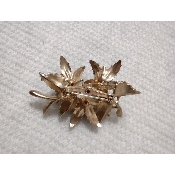 Vintage 1950s Lilly Rose Brooch Pin Earring Set - Purple Enamel Flowers & Pearls - Picture 9 of 12